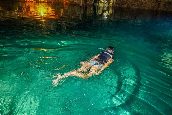 Adrenaline Tour with ATV, Ziplines and Cenote from Cancun - The cenote swim at La Ruta de los Cenotes: a natural pool, not a bright photo set