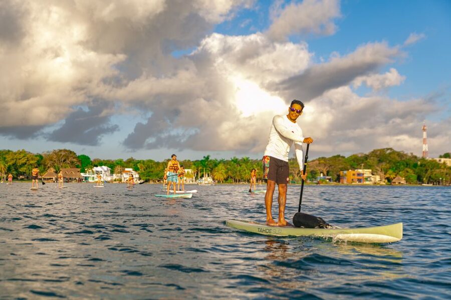 Bacalar: Sunrise Paddleboard Tour with Floating Picnic - Floating breakfast: fruit, juice, and a very Bacalar way to refuel