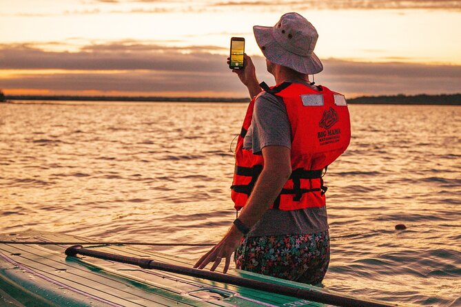 Bacalar Sunrise Stand Up Paddleboard Tour with Breakfast & Photos - Stop One at the launch point, the sunrise calm before the swim