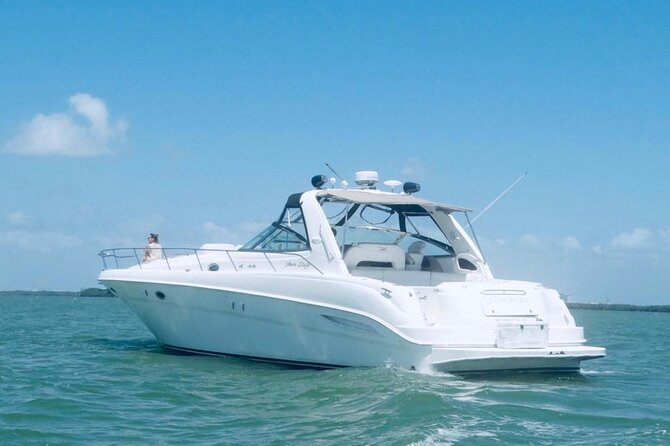 Beautiful Yacht SeaRay 48ft / 15PAX 25P16 - Onboard setup: music, drinks, and that AC pocket