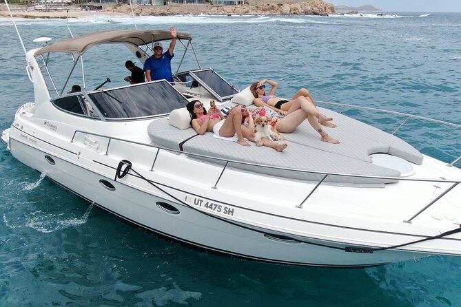 Cabo San Lucas Yacht Rental all inclusive - Medano Bay time: swimming, snorkeling, paddle boards, and possible wildlife