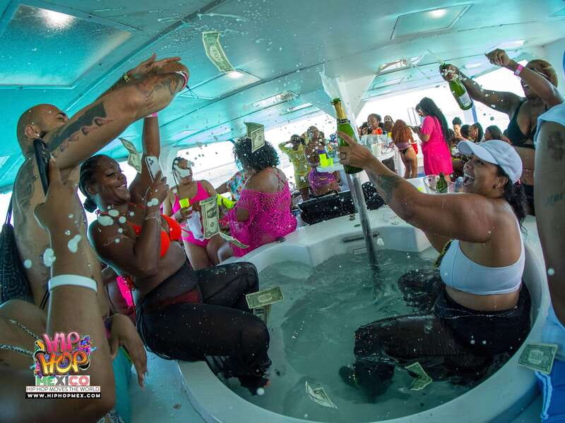 Cancun: Hip Hop Sessions Party Boat Cruise - The “Main Character” Moment: Champagne Showers and Dance Time
