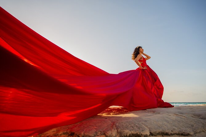 Flying dress photoshoot cancun - The Playa Delfines stop: adding variety without starting over