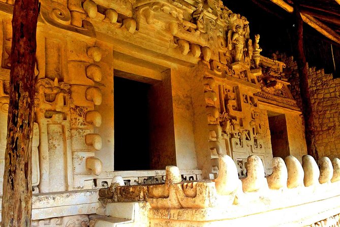 LDS Tour to Ek Balam + Cenote - Entering Ek Balam With Temples, Tunnels, and Statue Angels