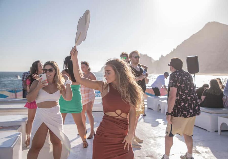 Los Cabos: Sunset Fajitas Dinner Cruise on Cabo Escape - Music, games, and the MC: how the top deck party works