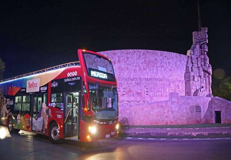 Mérida: Panoramic Sightseeing Tour Bus Ticket with 2 Routes - The best way to see Mérida from a red double-decker top deck