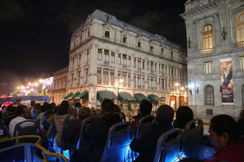 Mexico City: Night City Tour in a Double Decker Bus - Entering The Turibus line near the cathedral