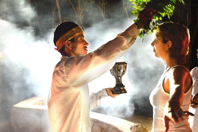 Night Mayan Temazcal Purification Ceremony - Playing the sea snail and joining the purification circle