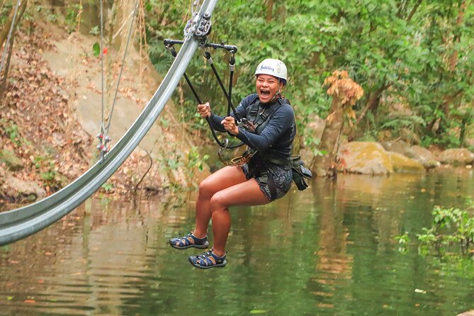 Outdoor Ziplining, Waterfalls & Speed boat in Puerto Vallarta - Water slides: the splash zone at the end