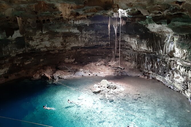 Private Cenotes tour - Stop 1: Cenote Nicte-ha, underground river swimming and cave atmosphere