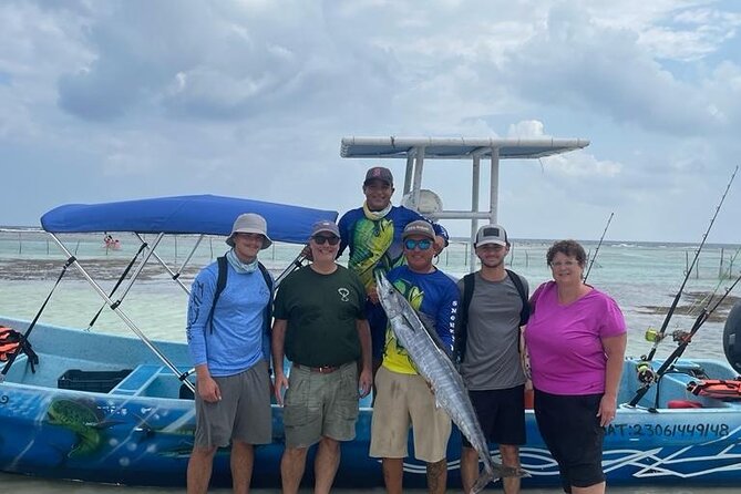 Private sport fishing in costa maya, mahahual 4 hrs - Trolling setup: five rods, outriggers, downriggers, teasers, and dredges
