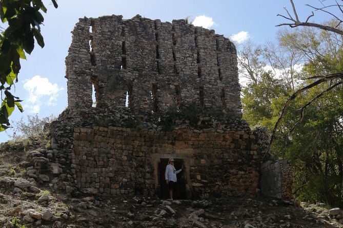 Puuc Route Mayan Archaeological Ruins: Uxmal, Kabah, Sayil and Labnah - Sayil: North Palace Viewpoint and the Stele of Fertility
