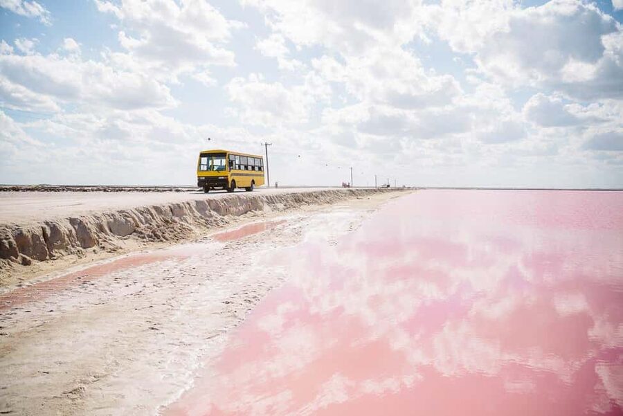 Rio Lagartos and Las Coloradas: Safari Flamingo Luxury - Las Coloradas pink lagoons behind the salt factory
