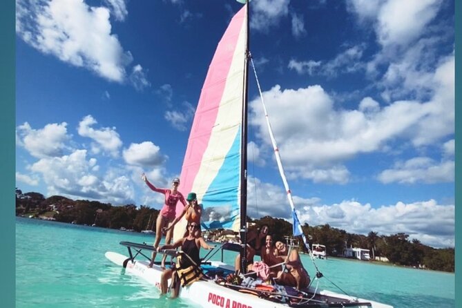 Sail away! Hobie Cat Tour Bacalar - The main lagoon route: Pirate Channel, Black Cenote, Emerald, Bird Island