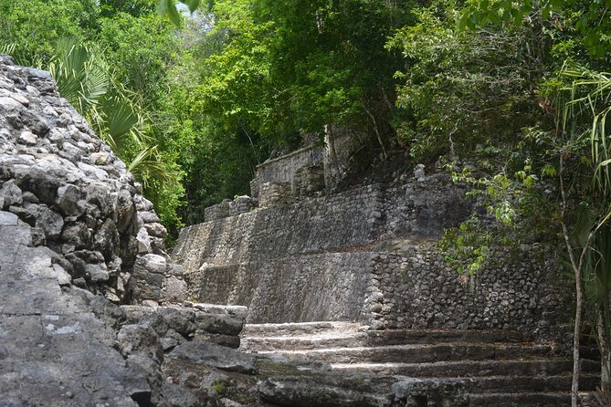 TULUM 4x1 : Archaeological Site, Cenote, 5th Avenue and lunch - Cobá archaeology: Nohoch Mul, sacbeob roads, and jungle steps